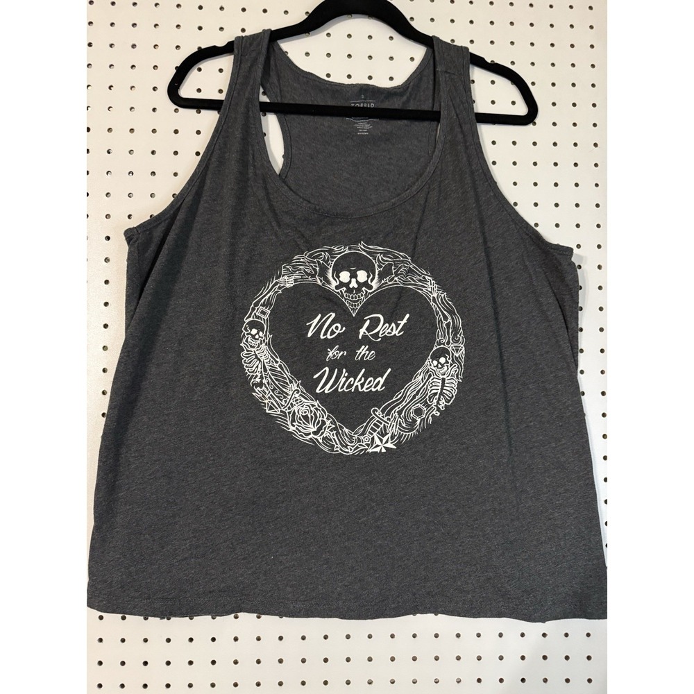 Torrid No Rest for the Wicked tee shirt grunge goth size 3x skull tank top